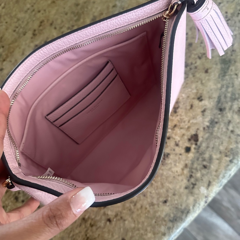 New Tory Burch Thea large leather pouch clutch pink - Picture 8 of 10